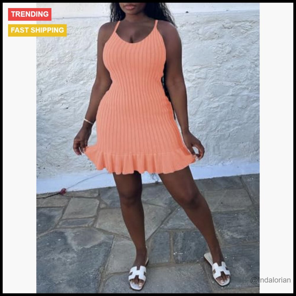 Polyester Elastane Spaghetti Strap Mini Dress wit… - image 2